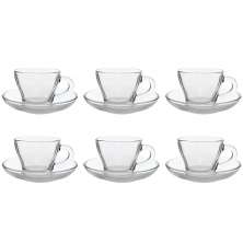 Xicara de Vidro Egipcio Marocco - Conjunto 6 Xicaras e 6 Pires - Chá e Cafe - 90ml 