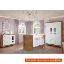 [OUTLET] Quarto Infantil Decorado Ariel l Branco e Amadeirado