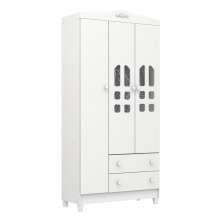 Guarda Roupa Infantil Provençal 3 Portas com Gavetas Lisa Branco Carolina Baby