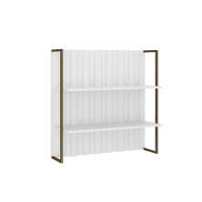 Aéreo Ripado MDF Branco com Prateleiras e Tubo Ouro Velho Carraro