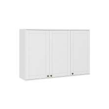 Armário Aéreo Milla 3 Portas Branco MDF 120cm Carraro