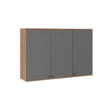 Armário Aéreo Milla 3 Portas Nog/Cinza 120cm Carraro
