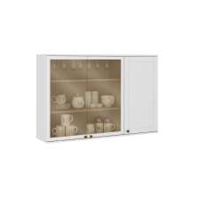 Armário Aéreo Milla com Portas de Vidro e Branco MDF 120cm Carraro