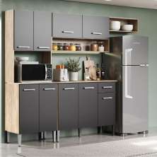 Armário Cozinha Compacta Arizona Smart Carraro - Carvalho/Preto