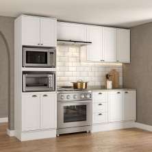 Armário de Cozinha Completa c Balcão Milla Charm Carraro Branco