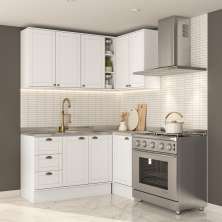Armário de Cozinha Completa c Balcão Milla Whisper Carraro Branco