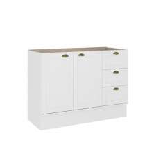 Balcão Gabinete De Pia MDF Milla 2 Portas 3 Gavetas Branco 120cm Carraro