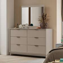 Cômoda 6 Gavetas com Espelho Quarto 1160 Carraro Avelã