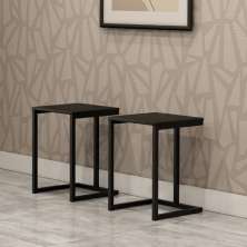 Conjunto 2 Banquetas Carraro Tubo Preto Madeirado Preto
