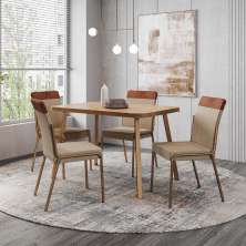 Conjunto Sala de Jantar 4 Cadeiras Amsterdã Carraro Nogal