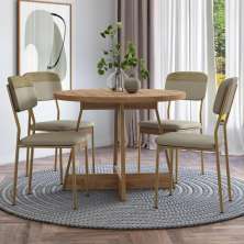 Conjunto Sala de Jantar 4 Cadeiras Belgravia Carraro Carvalho Dourado