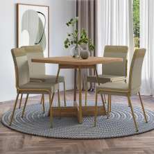 Conjunto Sala de Jantar 4 Cadeiras Déli Carraro Carvalho Dourado