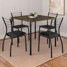 Conjunto Sala de Jantar 4 Cadeiras Marbella Carraro Legno Preto