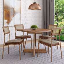 Conjunto Sala de Jantar 4 Cadeiras Margarida Carraro Nogal