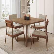 Conjunto Sala de Jantar 4 Cadeiras Sydney Carraro Nogal