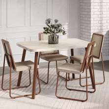 Conjunto Sala de Jantar 4 Cadeiras Trento Carraro Petra e Rosê