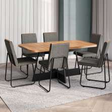 Conjunto Sala de Jantar 6 Cadeiras Arezzo Carraro Nogal e Preto