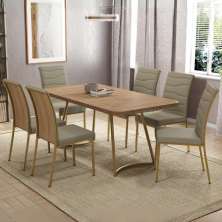Conjunto Sala de Jantar 6 Cadeiras Aurelia Carraro Carvalho Dourado