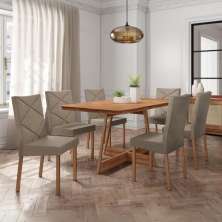 Conjunto Sala de Jantar 6 Cadeiras Meg Carraro Nogal