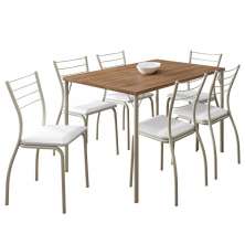 Conjunto Sala de Jantar 6 Cadeiras Valencia Carraro Branco Prata