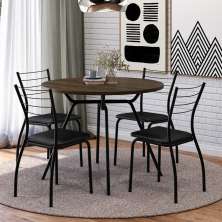 Conjunto Sala de Jantar Fortaleza Preto Mesa e 4 Cadeiras Carraro
