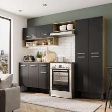 Cozinha Compacta Arizona Classic Carvalho com Preto Carraro