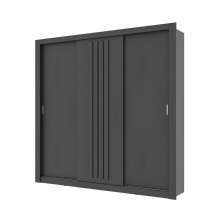 Guarda Roupa Casal 3 Portas Doha Carraro Ripado Preto Touch