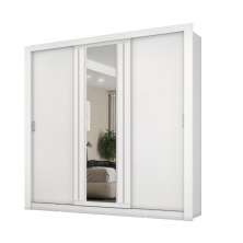 Guarda Roupa Casal 3 Portas Doha Lux Carraro Ripado Branco