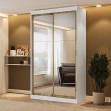 Guarda Roupa Solteiro 2 Portas 2 Gav Espelho Branco Carraro