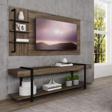 Rack c/ Painel para Tv até 50' Ohio Carraro - Legno/Preto