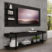 Rack c/ Painel para Tv até 50' Ohio Carraro - Preto/Preto