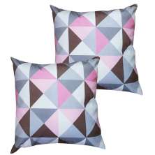 Kit 2 Capas Para Almofada 45 cm x 45 cm Estampa Triângulo Rosa