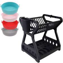 Kit Escorredor de Louças de Plástico e 4 Formas de Air Fryer