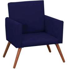 Poltrona Decorativa Nina Pé Palito Suede Azul Marinho