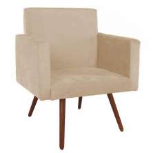 Poltrona Decorativa Nina Pé Palito Suede Bege