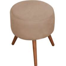 Puff Decorativo Milão Pé Palito Suede Bege