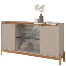 Balcao Buffet 50528 Porta De Vidro 168cm Off White Cedro DCASA