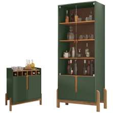 Barzinho 2 Portas 50522 E Cristaleira Para Sala 50519 Verde Oliva Cedro DCASA