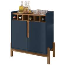 Barzinho Com 2 Portas e Adega Para Sala de Jantar 50522 Azul Cobalto Cedro DCASA