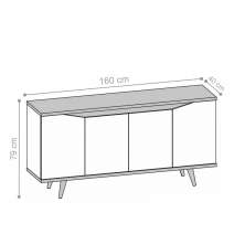 Buffet Louise Cinza Pérola Noce 4 Portas
