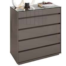 Comoda Tampo De Vidro 5 Gavetas 010059 Cinza Perola DCASA
