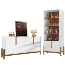 Cristaleira 050519 E Buffet 050518 Para Sala Branco Cedro DCASA