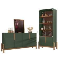 Cristaleira 050519 E Buffet 050518 Para Sala Verde Oliva Cedro DCASA