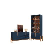 Jogo Cristaleira e Buffet 1.7 Fatima Azul Cobalto Cedro