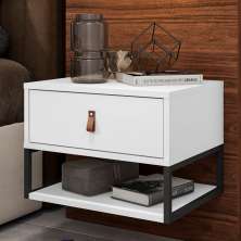 Mesa de Cabeceira Suspensa West com Nichos Branco