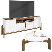 Mesa de Centro 006008 e Rack Para TV 011080 Branco Cedro DCASA
