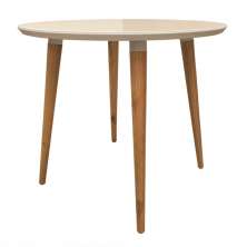 Mesa de Jantar Redonda Richard Off White com Tampo de Vidro