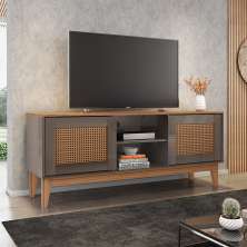 Rack Safira Cinza Pérola e Noce 135 cm