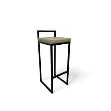 Banqueta Alta Industrial Cozinha Bar Balcão Bistrô Quadro Estofado Bege Metalon Preto. 75cm