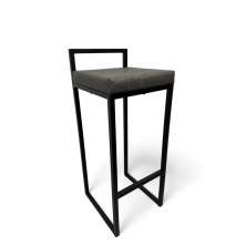 Banqueta Alta Industrial Cozinha Bar Balcão Bistrô Quadro Estofado Cinza Metalon Preto. 75cm